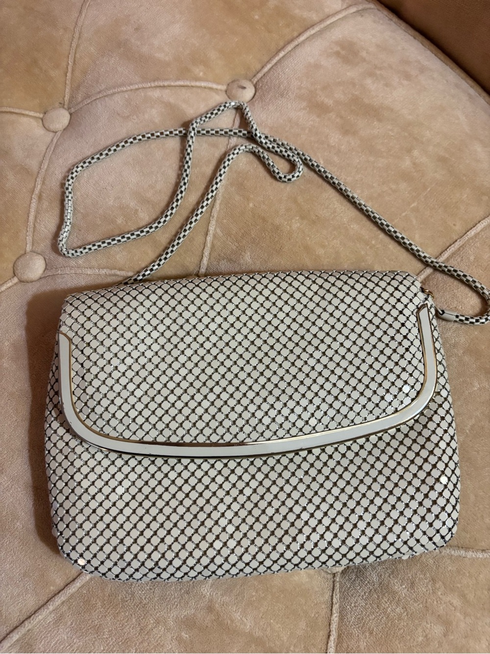 Vintage Cream Woven Crossbody Bag